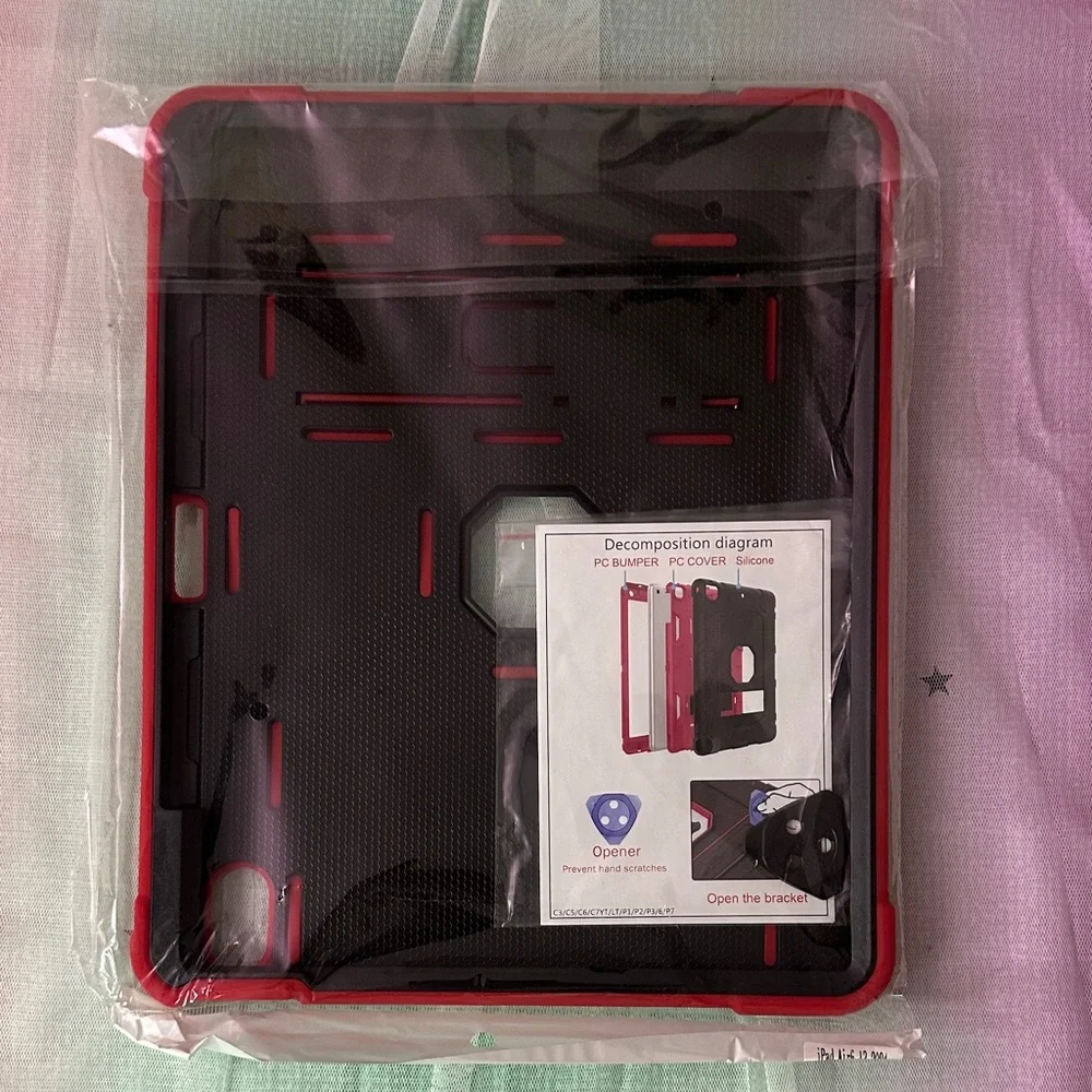 Red Heavy-Duty Tablet Case with Kickstand